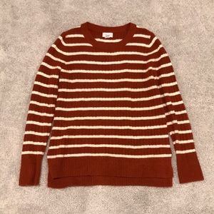 Old Navy Striped Sweater // Rusted Orange, White // Small
